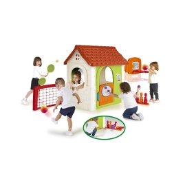 FEBER Bērnu dārza māja ar basketbola grozu un vārtiem