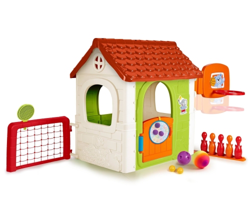FEBER Детский домик садовый с воротами и баскетбольным кольцом