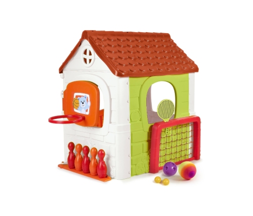 FEBER Bērnu dārza māja ar basketbola grozu un vārtiem