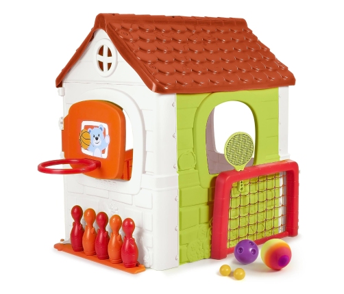 FEBER Детский домик садовый с воротами и баскетбольным кольцом