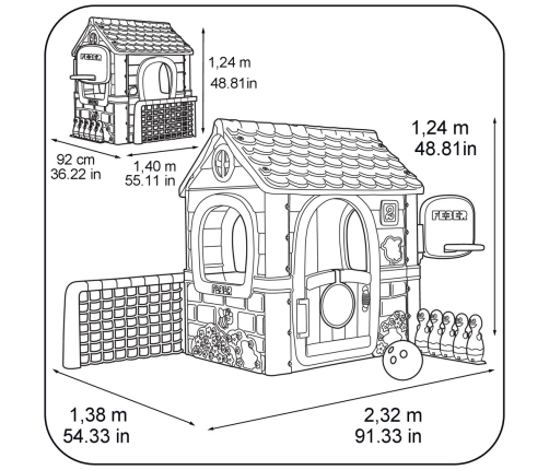 FEBER Детский домик садовый с воротами и баскетбольным кольцом