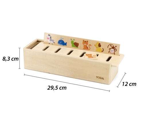 VIGA Drewniany Edukacyjny Sorter Gra Zwierzątka Owoce Warzywa Montessori