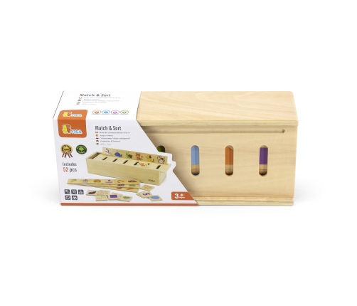 VIGA Drewniany Edukacyjny Sorter Gra Zwierzątka Owoce Warzywa Montessori