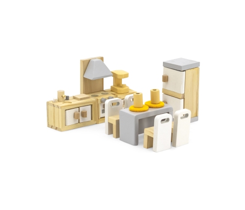 VIGA PolarB Zestaw Mebelków do Domku dla Lalek Kuchnia Jadalnia