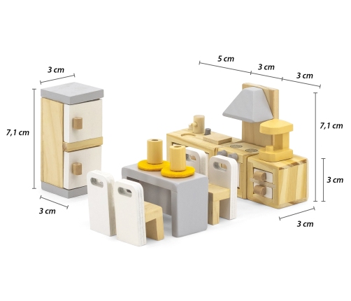 VIGA PolarB Zestaw Mebelków do Domku dla Lalek Kuchnia Jadalnia