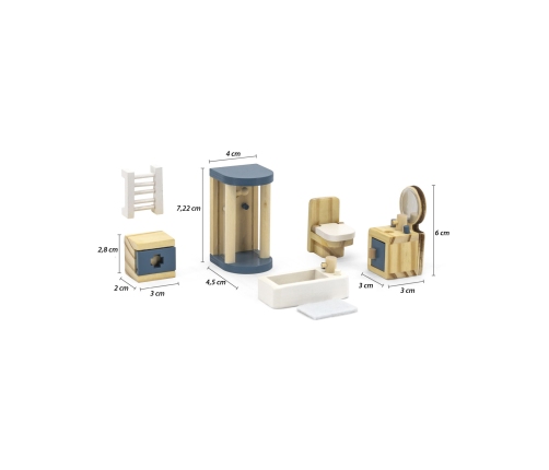 VIGA PolarB Zestaw Mebelków do Domku dla Lalek  Łazienka