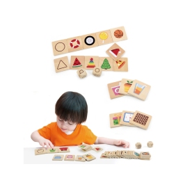 VIGA Gra Edukacyjna Drewniana Układanka Dopasuj Kształty 37 el.