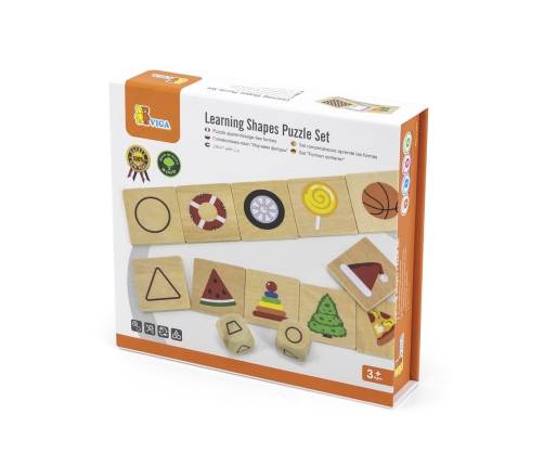 VIGA Gra Edukacyjna Drewniana Układanka Dopasuj Kształty 37 el.