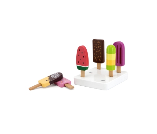 VIGA Zestaw Drewnianych Lodów na Patyku ze Stojakiem  6 szt.