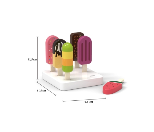 VIGA Zestaw Drewnianych Lodów na Patyku ze Stojakiem  6 szt.