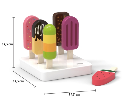 VIGA Zestaw Drewnianych Lodów na Patyku ze Stojakiem  6 szt.