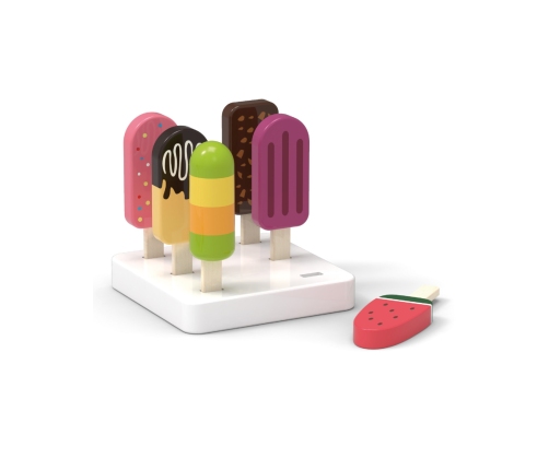 VIGA Zestaw Drewnianych Lodów na Patyku ze Stojakiem  6 szt.