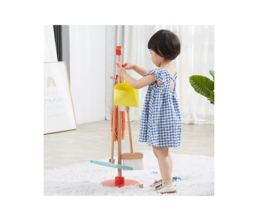 VIGA Drewniany Zestaw Narzędzi do Sprzątania 6 el.