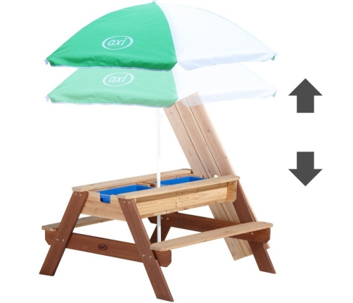 AXI Stół Piknikowy Nick z Ławką i Parasolem oraz Pojemnikami na Wodę/Piasek