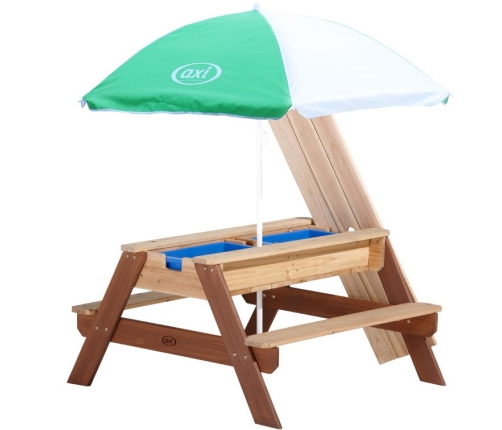 AXI Stół Piknikowy Nick z Ławką i Parasolem oraz Pojemnikami na Wodę/Piasek