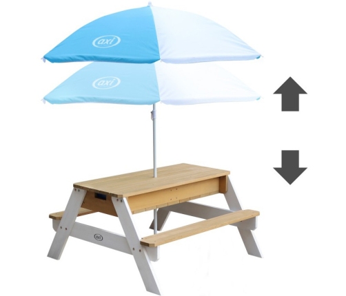 AXI Stół Piknikowy Nick z Ławką i Parasolem oraz Pojemnikami na Wodę/Piasek