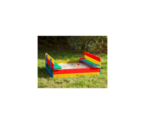 AXI Drewniana Piaskownica Ella Tęczowa Zakrywana z Ławeczkami