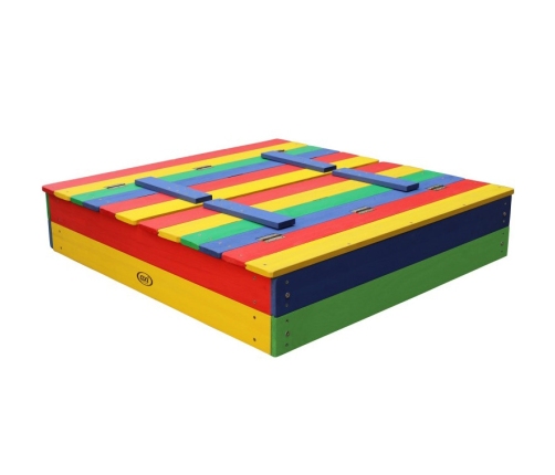 AXI Drewniana Piaskownica Ella Tęczowa Zakrywana z Ławeczkami