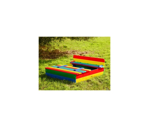 AXI Drewniana Piaskownica Ella Tęczowa Zakrywana z Ławeczkami