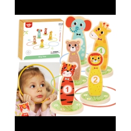 TOOKY TOY Drewniana Gra Zręcznościowa Rzut do Celu Zwierzątka 15 el.