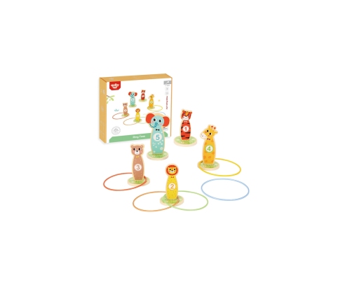 TOOKY TOY Drewniana Gra Zręcznościowa Rzut do Celu Zwierzątka 15 el.