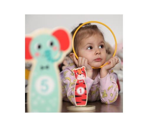 TOOKY TOY Drewniana Gra Zręcznościowa Rzut do Celu Zwierzątka 15 el.