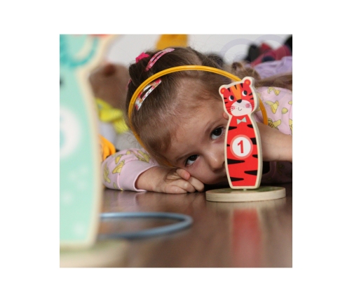 TOOKY TOY Drewniana Gra Zręcznościowa Rzut do Celu Zwierzątka 15 el.