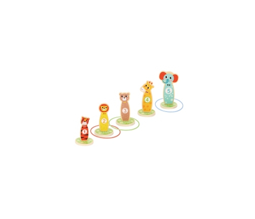 TOOKY TOY Drewniana Gra Zręcznościowa Rzut do Celu Zwierzątka 15 el.