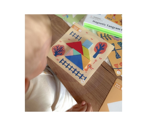 TOOKY TOY Puzzle Tangram Układanka dla Dzieci Nauka Kształtów Figury Kształty 18el.