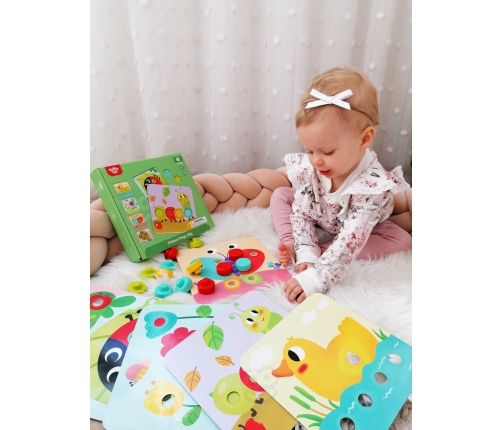 TOOKY TOY Układanka Klocki dla Dzieci Zwierzęta Dopasuj Nauka Kształtów Kolorów + Plansze