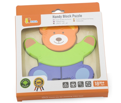 VIGA Pierwsze drewniane Puzzle maluszka Miś