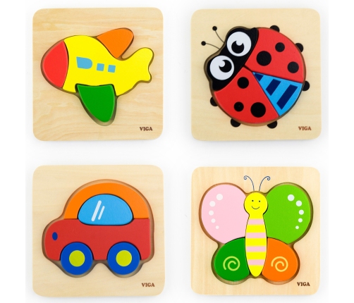 VIGA Pierwsze drewniane Puzzle maluszka Samochód