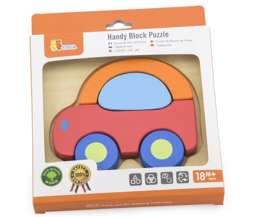 VIGA Pierwsze drewniane Puzzle maluszka Samochód
