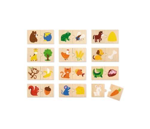 VIGA Drewniane Puzzle Nakarm Zwierzątko Co jedzą Zwierzęta Układanka