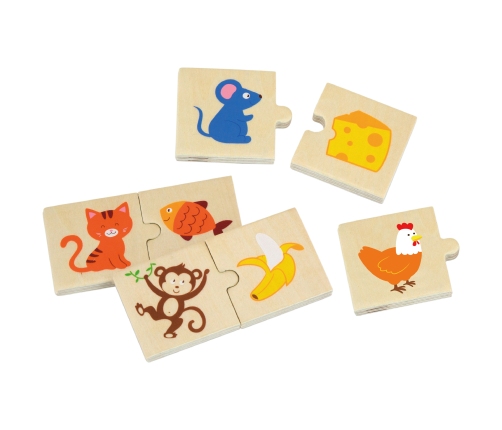 VIGA Drewniane Puzzle Nakarm Zwierzątko Co jedzą Zwierzęta Układanka