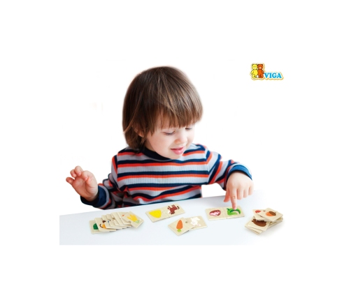 VIGA Drewniane Puzzle Nakarm Zwierzątko Co jedzą Zwierzęta Układanka