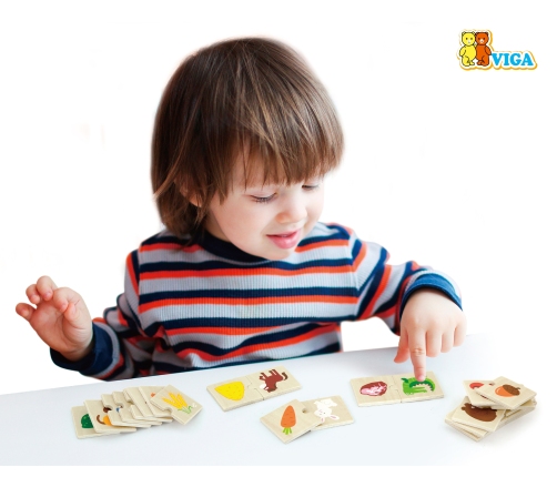VIGA Drewniane Puzzle Nakarm Zwierzątko Co jedzą Zwierzęta Układanka