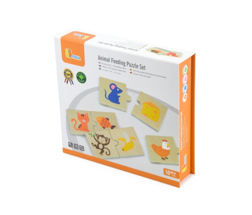 VIGA Drewniane Puzzle Nakarm Zwierzątko Co jedzą Zwierzęta Układanka