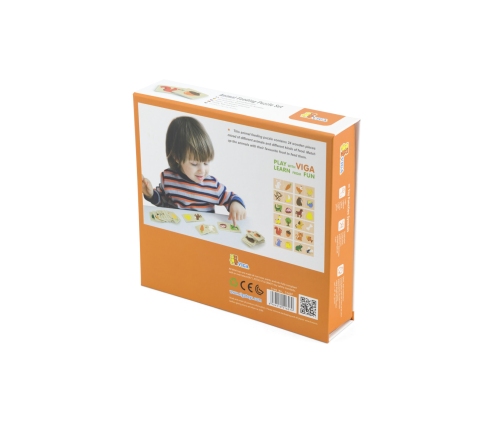 VIGA Drewniane Puzzle Nakarm Zwierzątko Co jedzą Zwierzęta Układanka