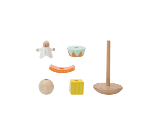 CLASSIC WORLD Drewniana Układanka Piramidka Klocki Balansujący Wesoły Klaun