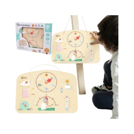 CLASSIC WORLD Tablica Edukacyjna Barometr Nauka dla Dzieci Stacja Pogodowa Wiatr Temperatura 9 el.