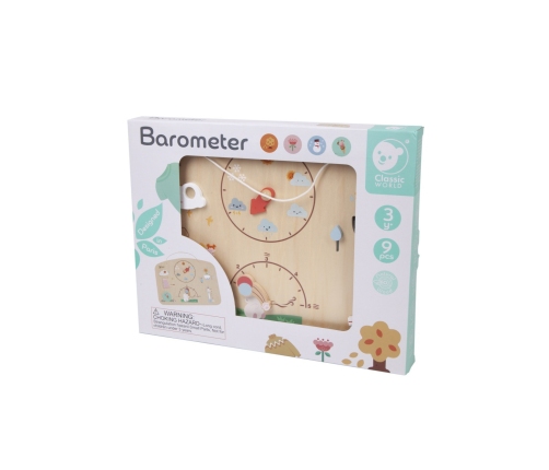 CLASSIC WORLD Tablica Edukacyjna Barometr Nauka dla Dzieci Stacja Pogodowa Wiatr Temperatura 9 el.