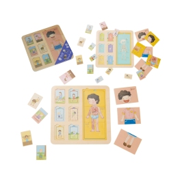 CLASSIC WORLD Tablica Edukacyjna Ciało Ludzkie Układanka Klocki Puzzle dla Dzieci Dopasuj MONTESSORI 19 el.