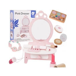 CLASSIC WORLD Drewniana Toaletka dla Dziewczynki z Lustrem + Prostownica 11 akc