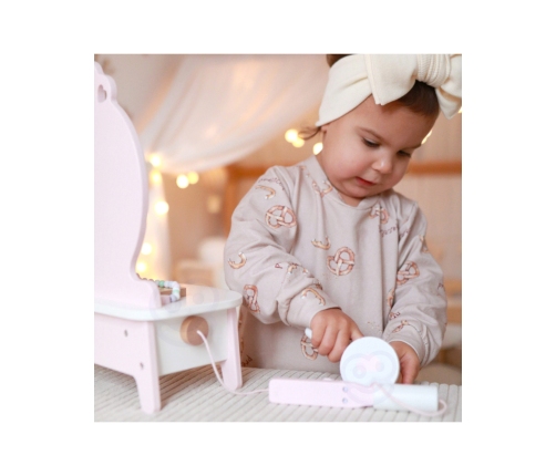 CLASSIC WORLD Drewniana Toaletka dla Dziewczynki z Lustrem + Prostownica 11 akc