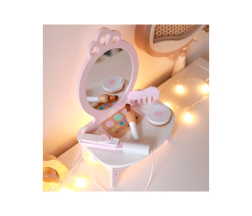 CLASSIC WORLD Drewniana Toaletka dla Dziewczynki z Lustrem + Prostownica 11 akc