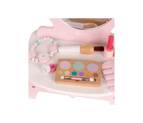 CLASSIC WORLD Drewniana Toaletka dla Dziewczynki z Lustrem + Prostownica 11 akc