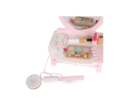 CLASSIC WORLD Drewniana Toaletka dla Dziewczynki z Lustrem + Prostownica 11 akc