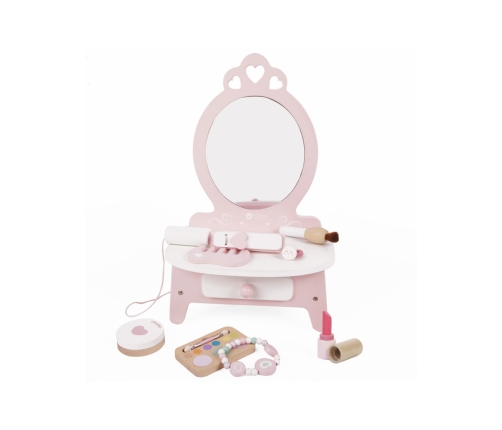 CLASSIC WORLD Drewniana Toaletka dla Dziewczynki z Lustrem + Prostownica 11 akc