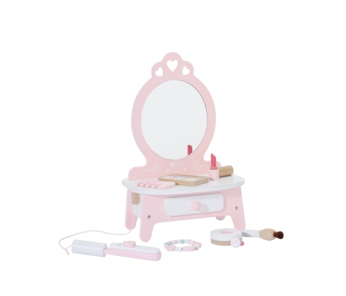 CLASSIC WORLD Drewniana Toaletka dla Dziewczynki z Lustrem + Prostownica 11 akc